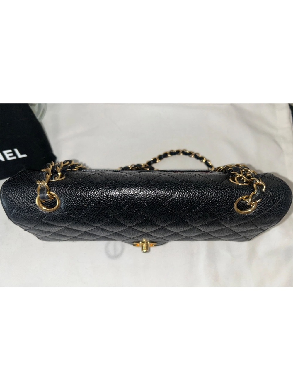 CHANEL Medium Classic Double Flap Caviar Quilted Handbag Black / Gold Hardware - Picture 9 of 16